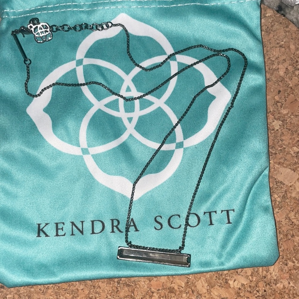 Kendra Scott Gunmetal Bar Necklace